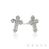 CROSS DESIGN PAIR OF MICROPAVED STAINLESS STEEL PIN EARRING